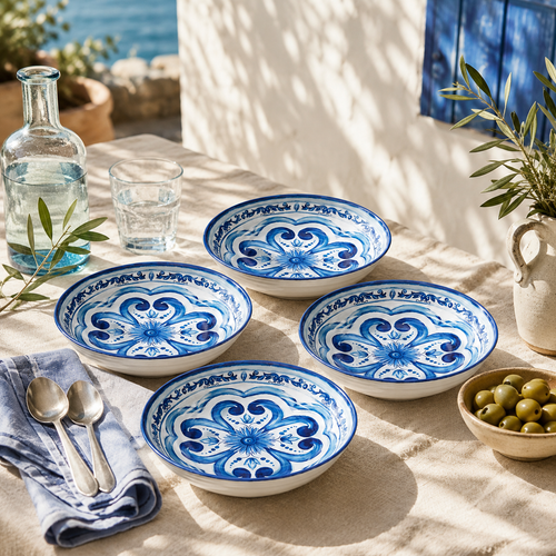 Lots De 4 Assiettes Creuses - Blues