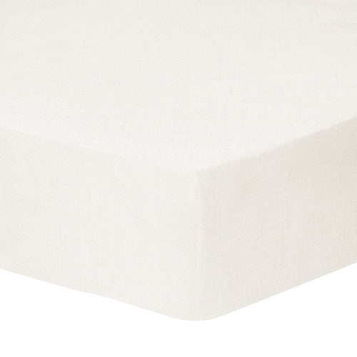 Drap Housse - Lin Uni - 100% Lin Lavé - Blanc Cassé