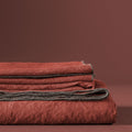 Autour Du Lin Tablecloth - Marsala Red Bourdon - Light Grey