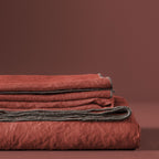 Autour Du Lin Tablecloth - Marsala Red Bourdon - Light Grey