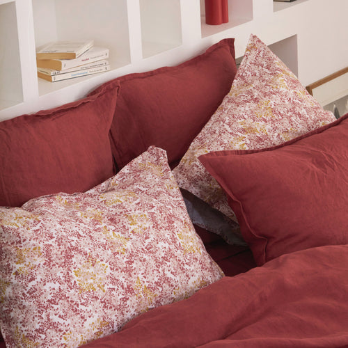 Taie D'Oreiller Imprimée - Percale De Coton - Brume - Terracotta