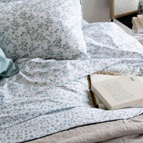 Drap Plat En Percale De Coton Aquarelle - Celadon