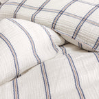 Blanc Cerise – Simplement Gaufré - Housse De Couette - Gaufré - Carreau Bleu Jean
