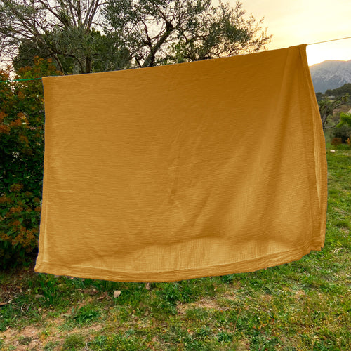 Drap Plat Simplement Gaufré - Gaze de Coton - Rhum