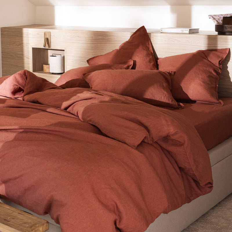 Housse de Couette Rêve de Lin - Lin Lavé - Rouge Sienne