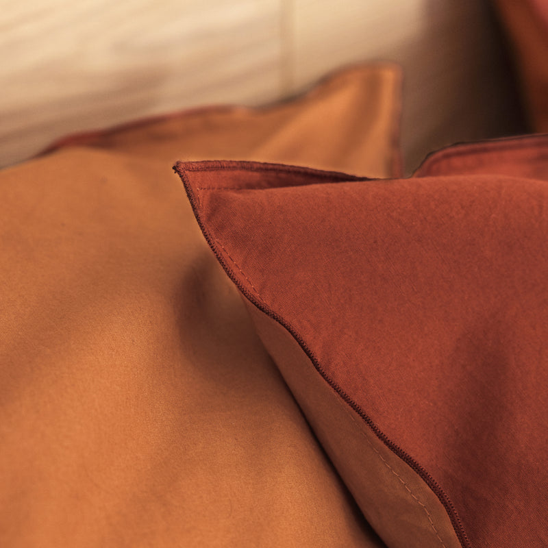 Washed Softness Pillowcase - Cotton Percale - Sienna Red/Terracotta