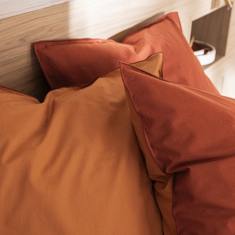 Washed Softness Pillowcase - Cotton Percale - Sienna Red/Terracotta