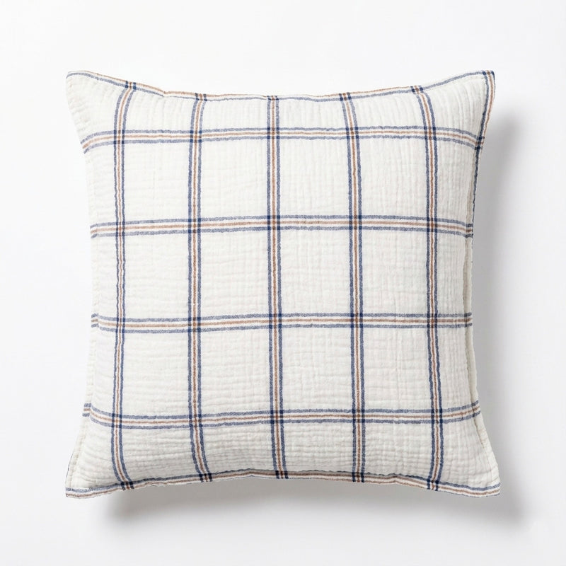 Funda de cojín con relieve Simply - Gasa de algodón - Jean Blue Check