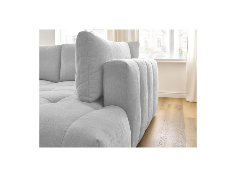 Canapé D'Angle L Convertible - Fuji - Tissu Lisse Avec Pouf - Angle Droit