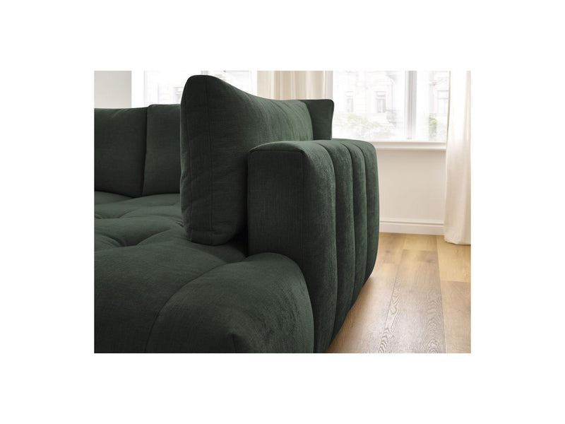 Canapé D'Angle L Convertible - Fuji - Tissu Lisse Avec Pouf - Angle Droit