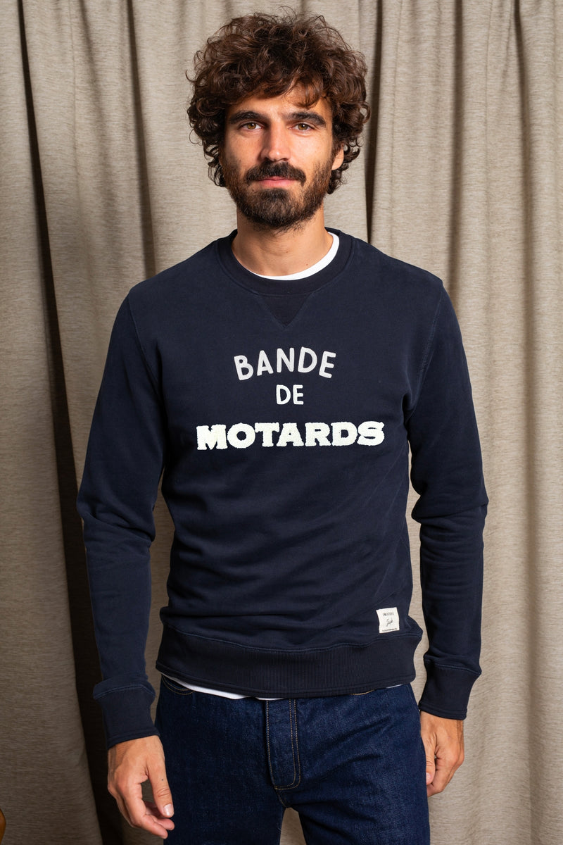 Sweat Bande De Motards - Marine - Homme