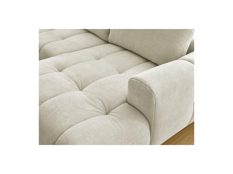 Canapé Panoramique Convertible - Fuji - Tissu Lisse Avec Pouf - Angle Droit