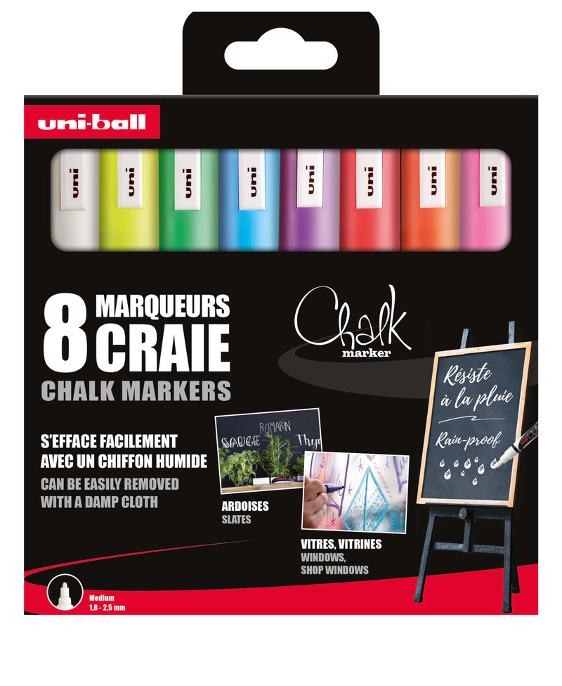 8 Marqueurs Craie - Pointe Moyenne - Uni-Ball