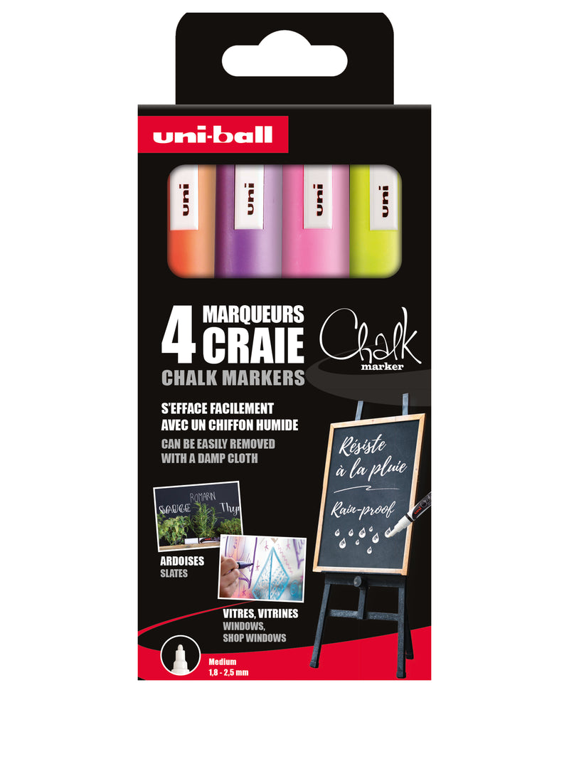 4 Marqueurs Craie - Pointe Moyenne - Uni-Ball