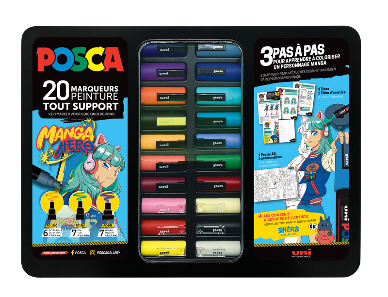 Mallette 20 Marqueurs - Posca X Manga Hero - Posca