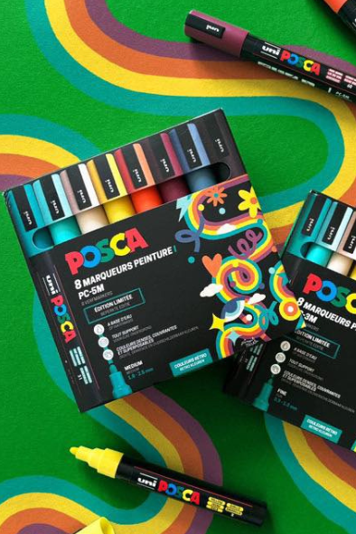 Set De 8 Marqueurs - Pointe Fine - Retro - Posca