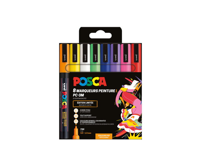 Set De 8 Marqueurs - Pointe Fine - Pop - Posca