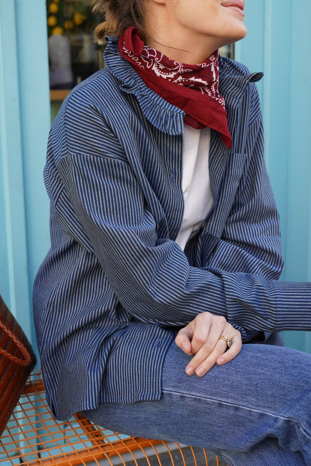 Lou Navy Stripe Overshirt