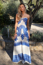 Robe Brodée Olympe - Bleue