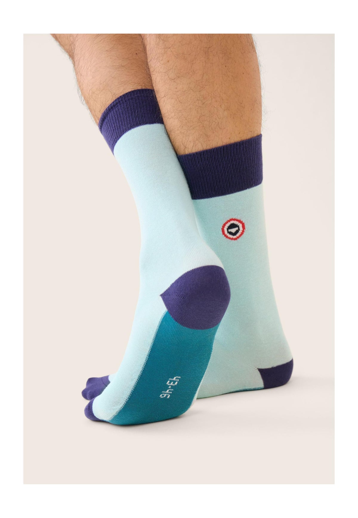 Chaussettes Mi-Hautes Fantaisie Lucas Bloc - Indigo Bleu Canard Vert D'Eau