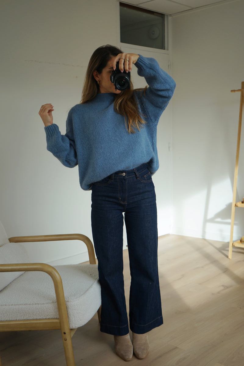 Pull En Maille À Col Rond Hortense Bleu