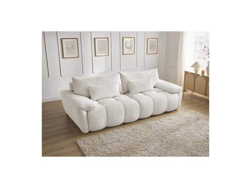 Canapé Droit Fixe 3 Places - Ivane - Tissu Texturé