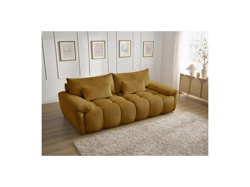 Canapé Droit Fixe 3 Places - Ivane - Tissu Texturé