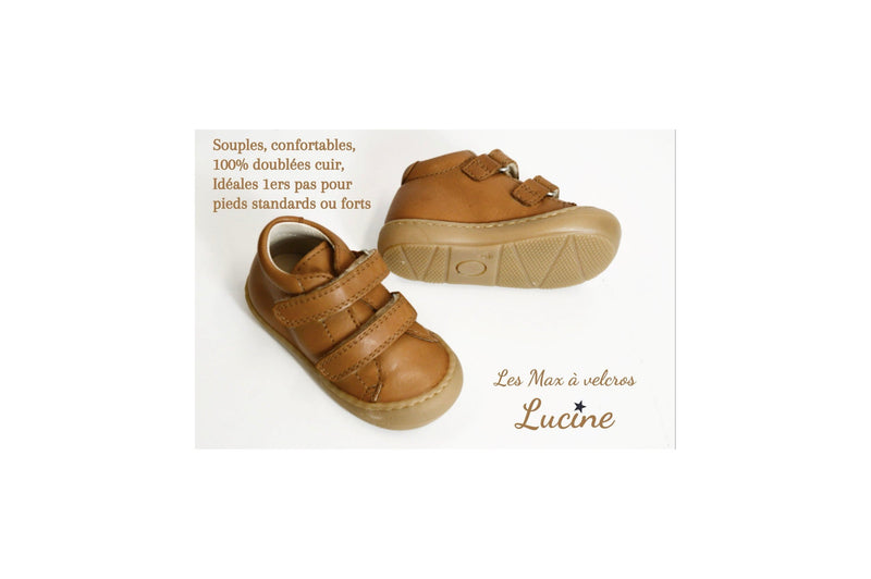 Chaussures Scratchs Souples Max - Cuir Camel - Mixte