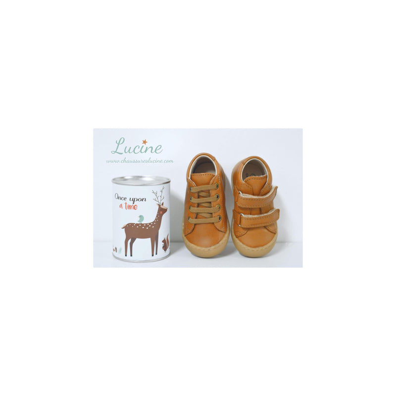 Chaussures Scratchs Souples Max - Cuir Camel - Mixte