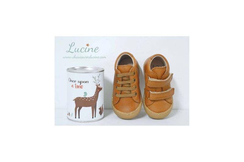 Chaussures Scratchs Souples Max - Cuir Camel - Mixte