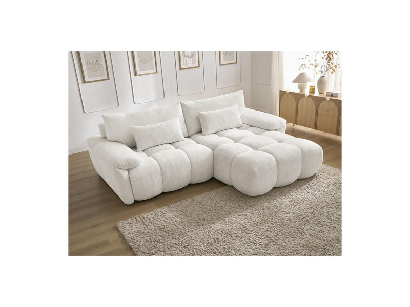 Canapé D'Angle Fixe - Ivane - Tissu Texturé - Angle Droit