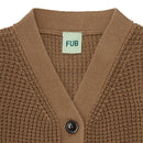 Cárdigan camel de algodón orgánico con cuello de pico, etiqueta GOTS - Selección FUB en amaetc.com, concept store eco amigable para niños
