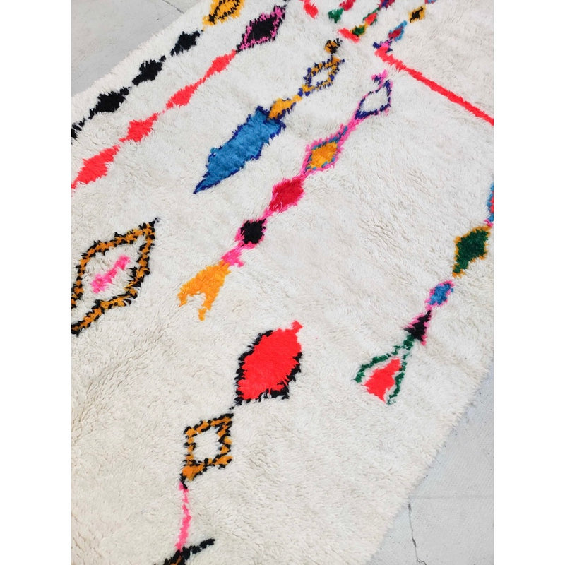 Tapis Berbère Marocain Azilal - Ecru À Motifs Colorés