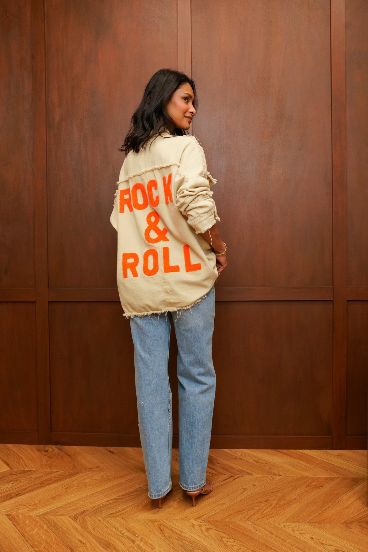 Veste Oversize "Rock&Roll" - Beige/Orange
