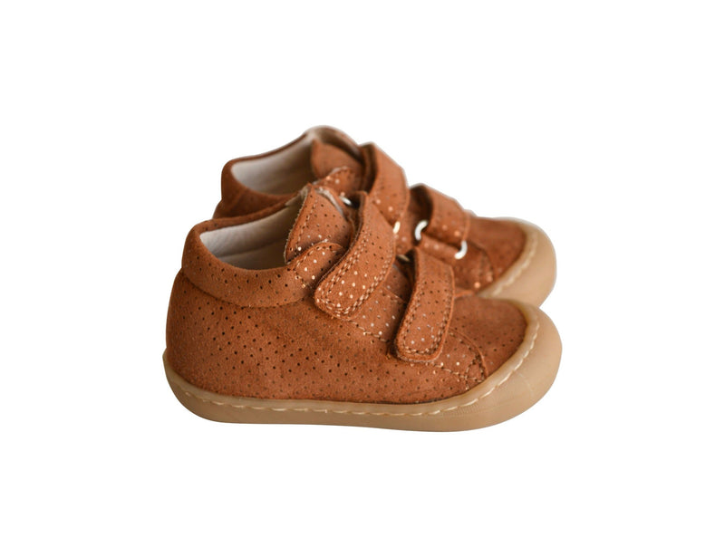 Chaussures Scratch Souples Fille Max - Cuir Camel Pois Irisé - Fille