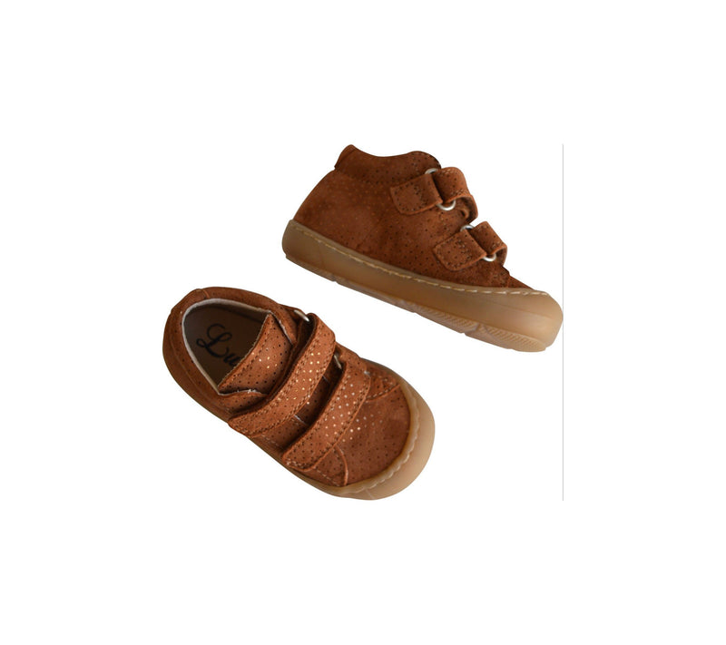 Chaussures Scratch Souples Fille Max - Cuir Camel Pois Irisé - Fille