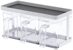 Set Of 3 Seasoning Containers & Stand - Tower - White