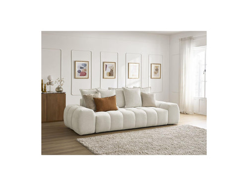 Canapé Droit Fixe 3 Places - Everest - Tissu Chiné - 5 Coussins