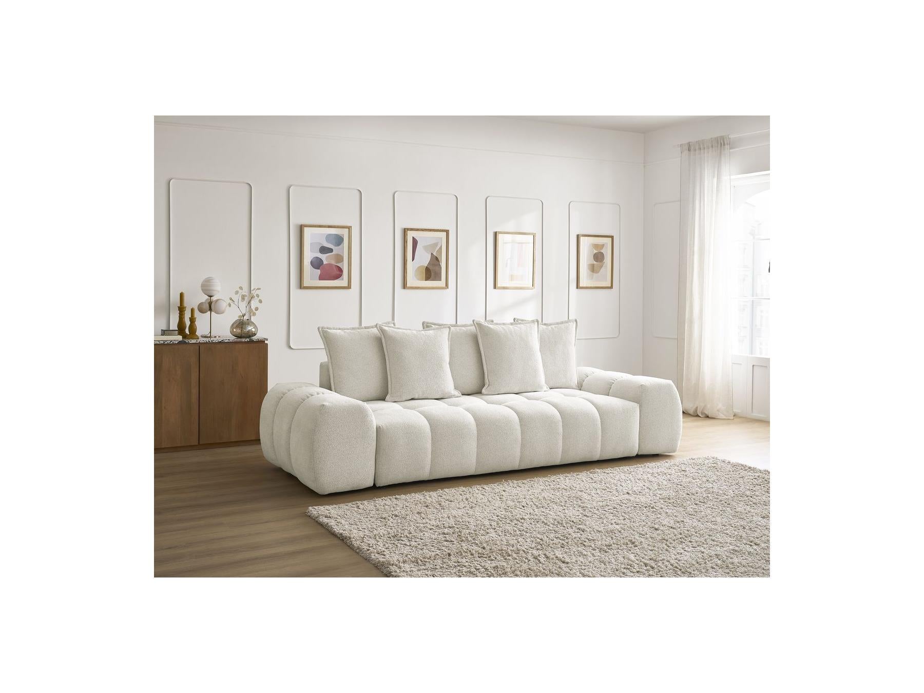 Everest - Fixed Straight 3-Seater Sofa - Mottled Fabric - 5 Cushions