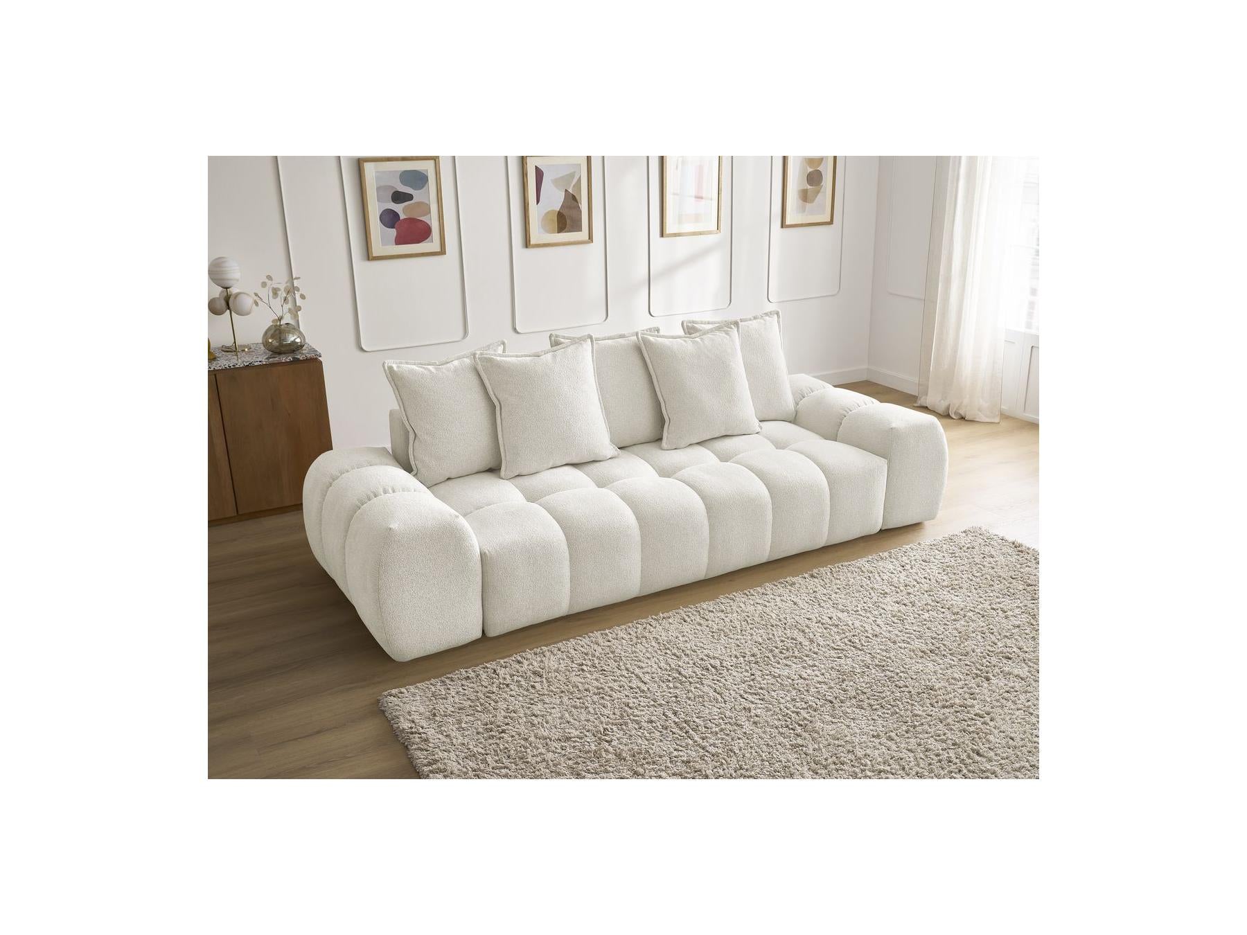 Everest - Fixed Straight 3-Seater Sofa - Mottled Fabric - 5 Cushions