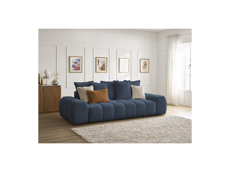 Canapé Droit Fixe 3 Places - Everest - Tissu Chiné - 5 Coussins