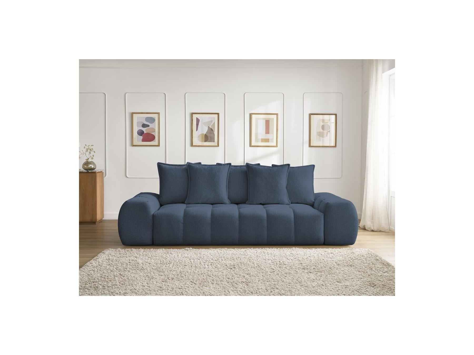 Everest - Fixed Straight 3-Seater Sofa - Mottled Fabric - 5 Cushions