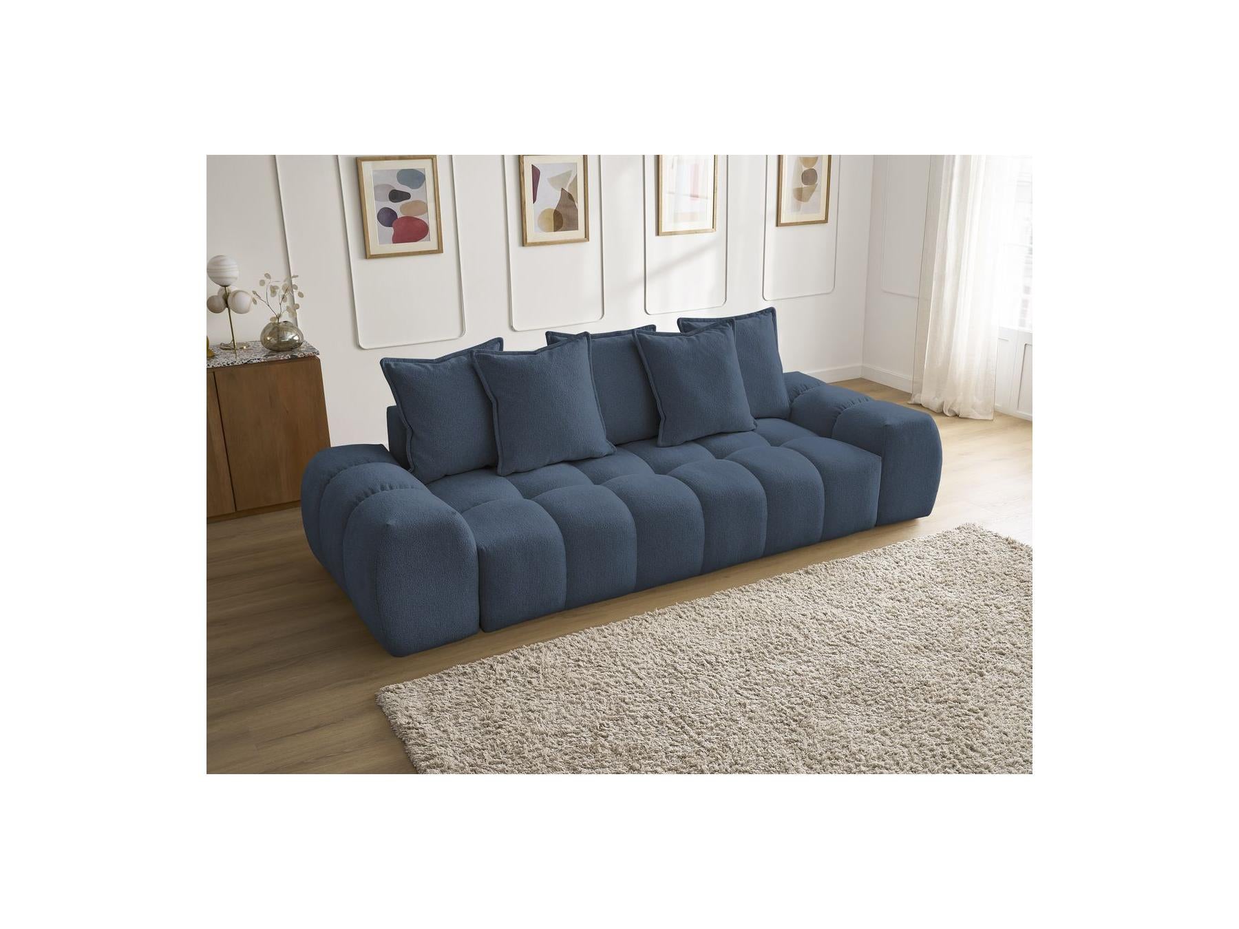 Everest - Fixed Straight 3-Seater Sofa - Mottled Fabric - 5 Cushions