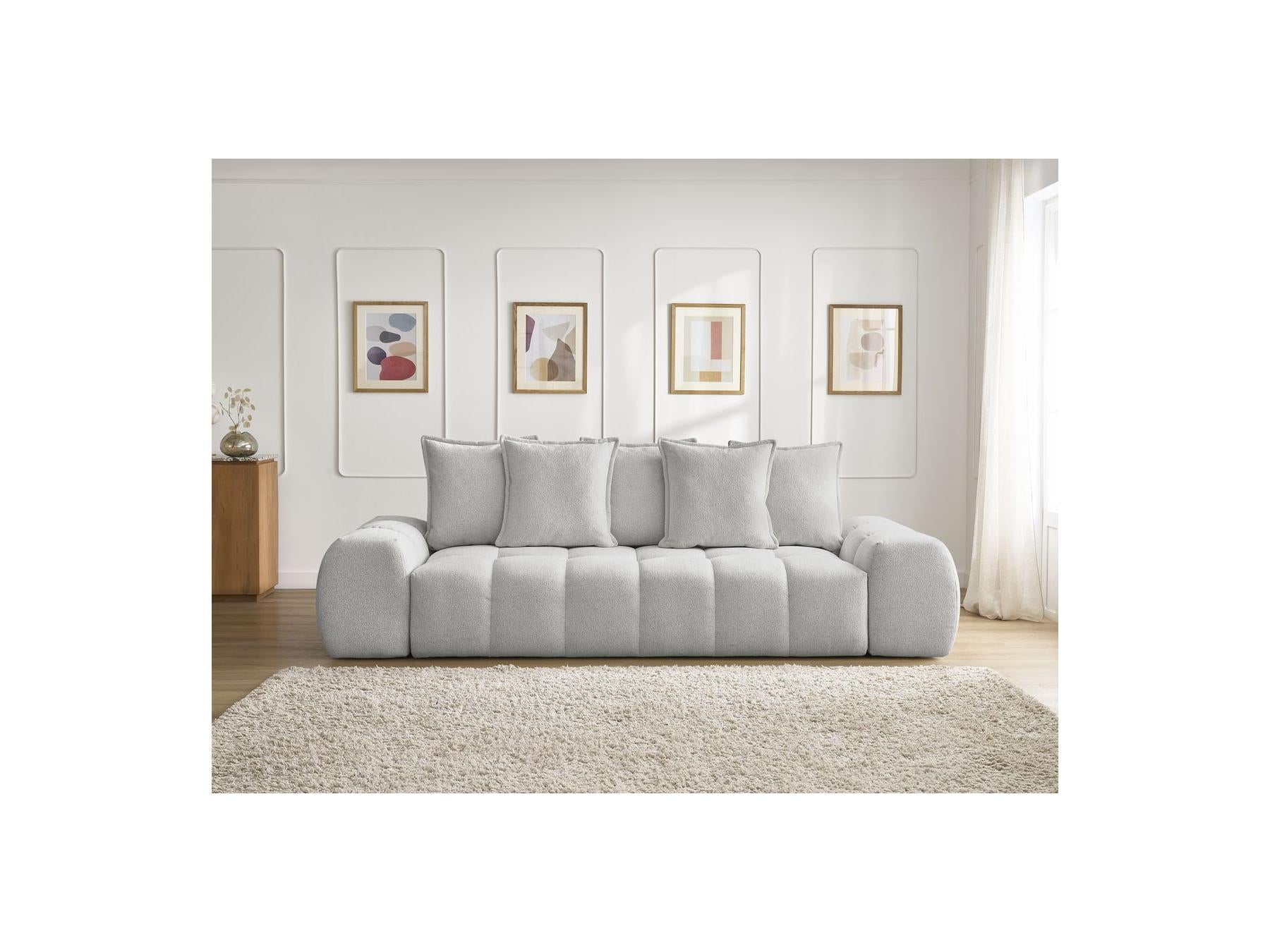 Everest - Fixed Straight 3-Seater Sofa - Mottled Fabric - 5 Cushions