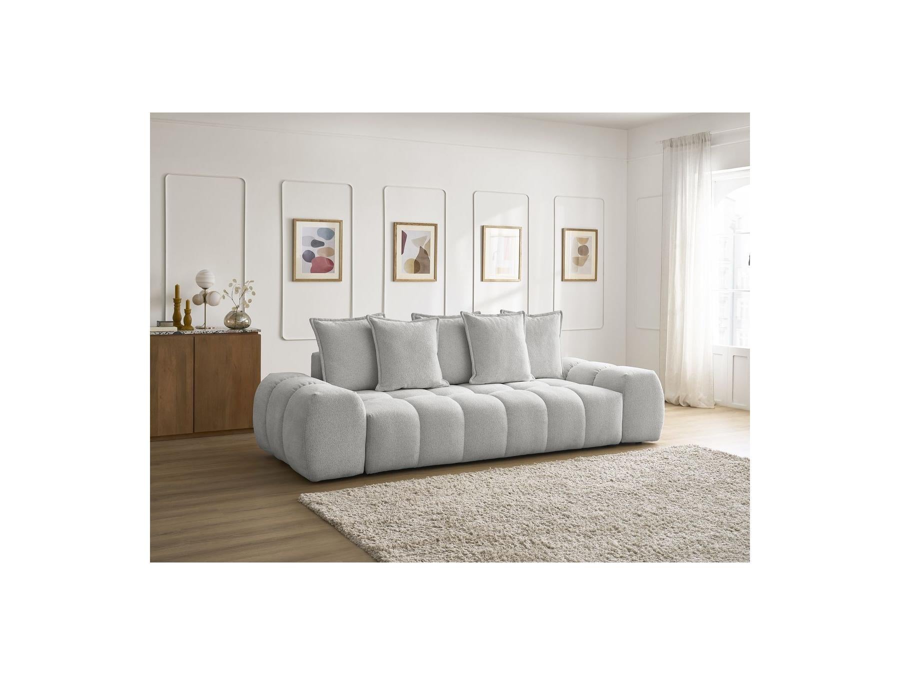 Everest - Fixed Straight 3-Seater Sofa - Mottled Fabric - 5 Cushions