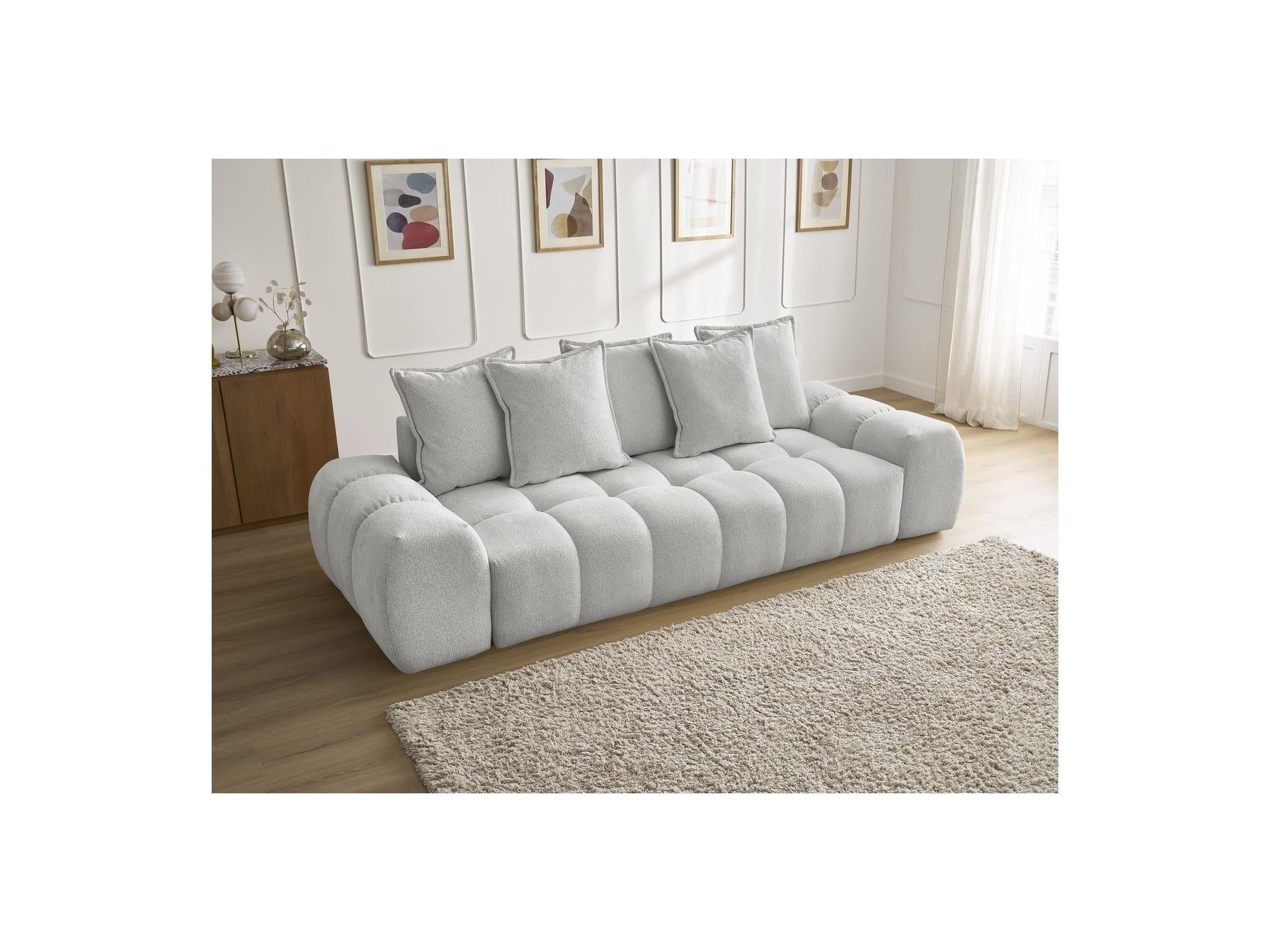 Everest - Fixed Straight 3-Seater Sofa - Mottled Fabric - 5 Cushions