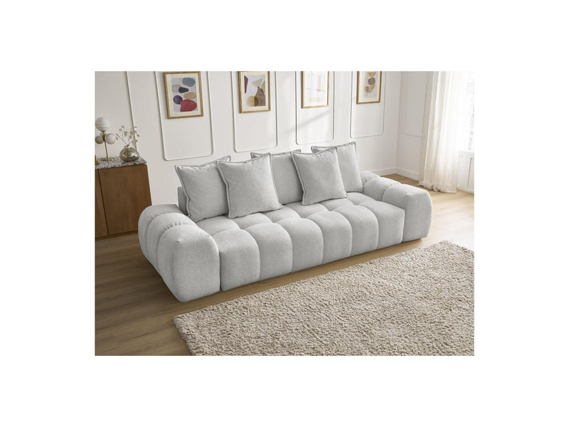 Canapé Droit Fixe 3 Places - Everest - Tissu Chiné - 5 Coussins