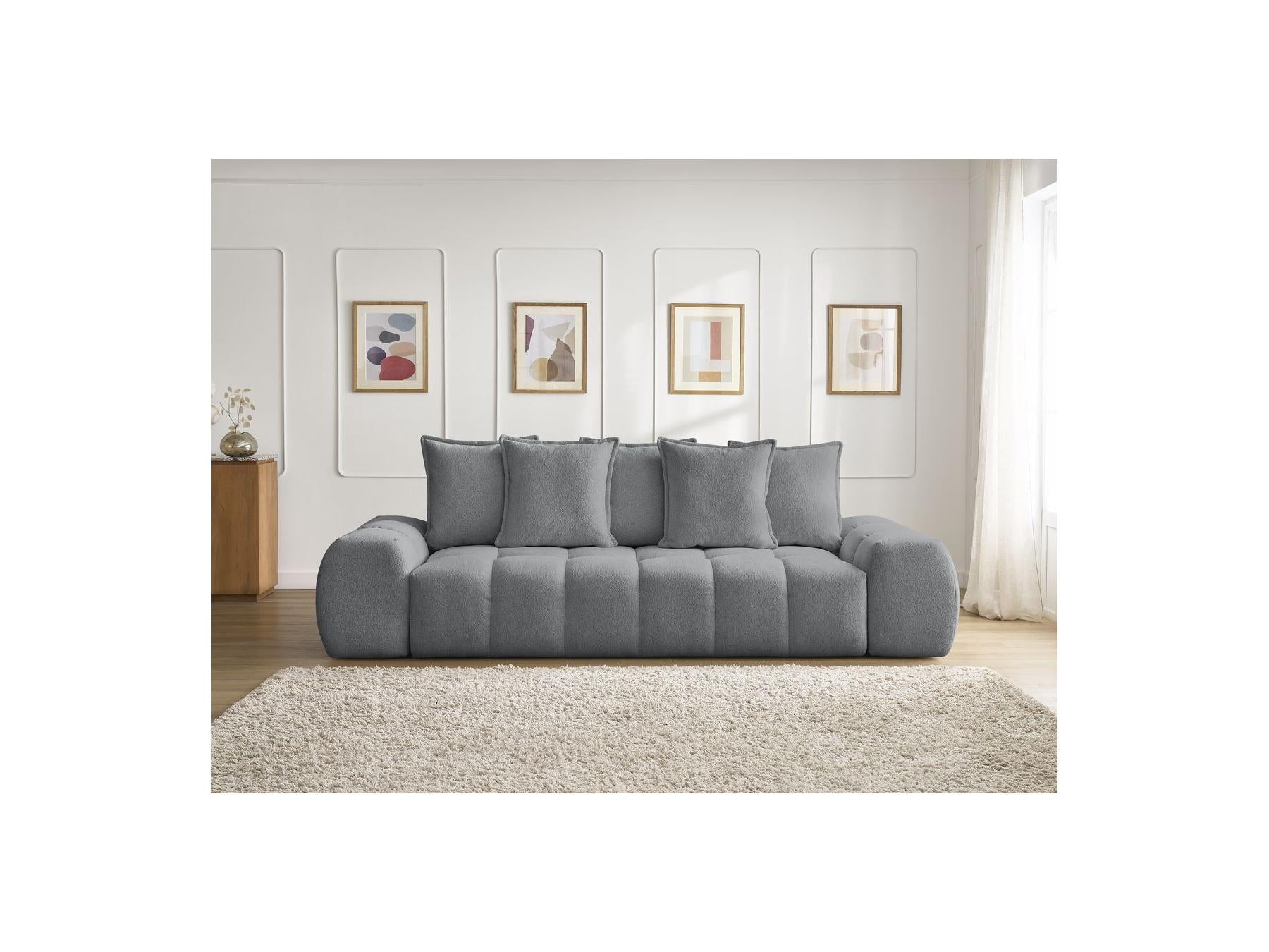 Everest - Fixed Straight 3-Seater Sofa - Mottled Fabric - 5 Cushions