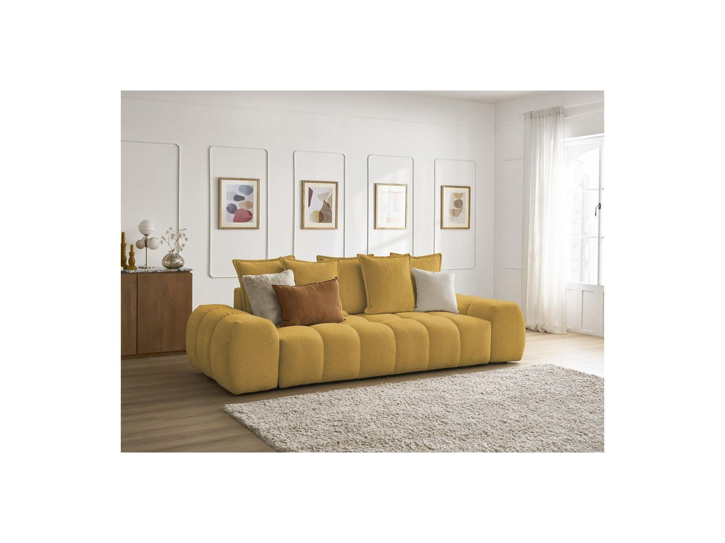 Everest - Fixed Straight 3-Seater Sofa - Mottled Fabric - 5 Cushions