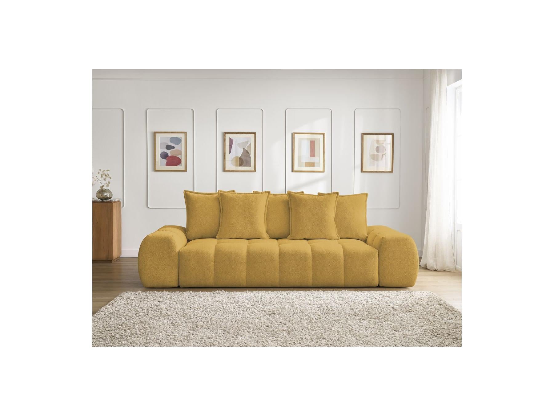 Everest - Fixed Straight 3-Seater Sofa - Mottled Fabric - 5 Cushions